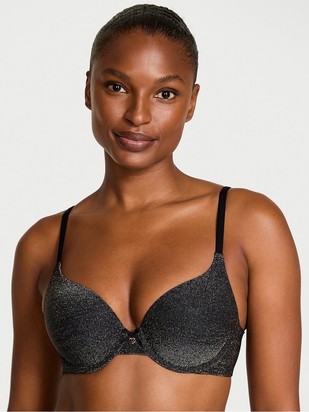 Victoria's Secret Glitter Black Push-Up Underwire Bra